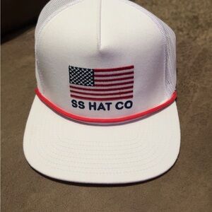 White and Red Men's Cap